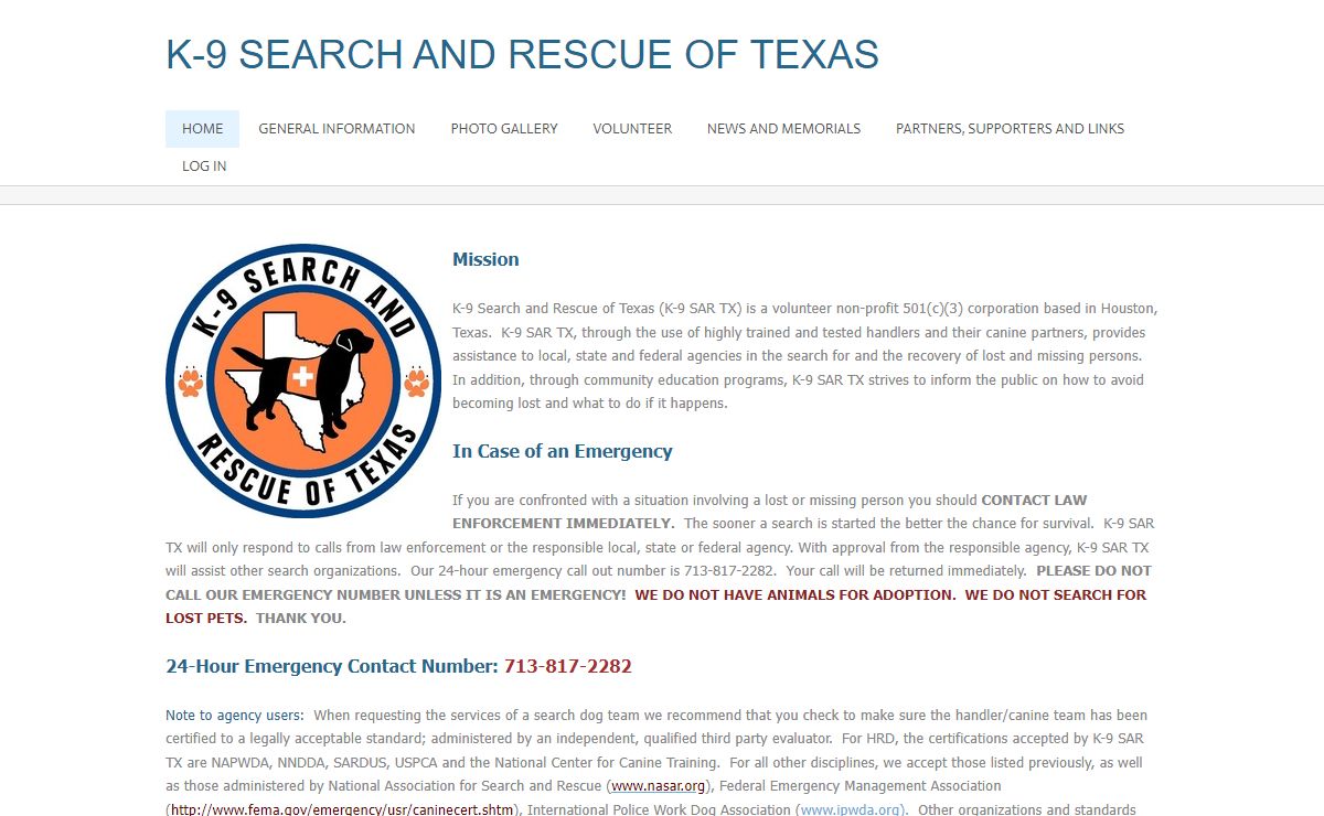 K-9 SEARCH AND RESCUE OF TEXAS - Home