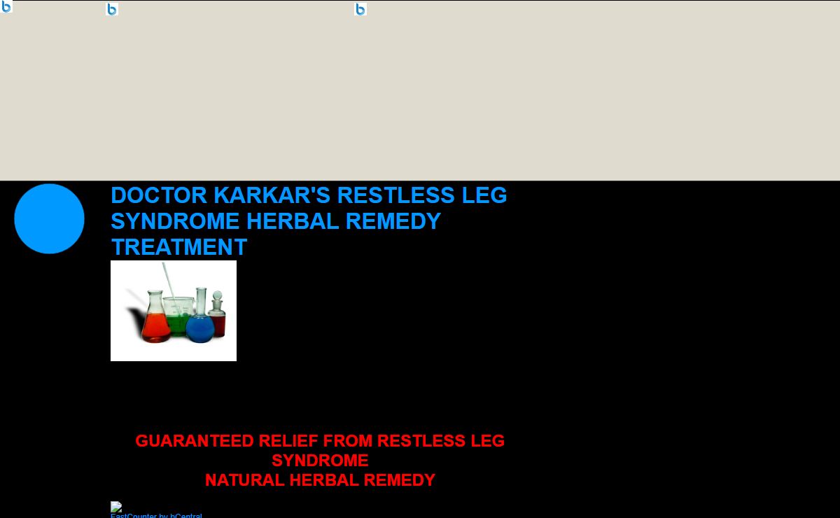 DOCTOR KARKAR'S RESTLESS LEG SYNDROME HERBAL REMEDY TREATMENT