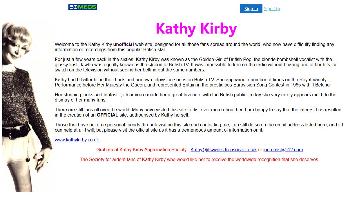 Welcome to the Kathy Kirby unoficial web site,