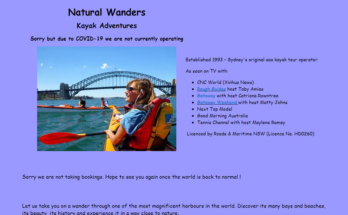Natural Wanders Kayak Adventures - Kayak tours of Sydney Harbour .