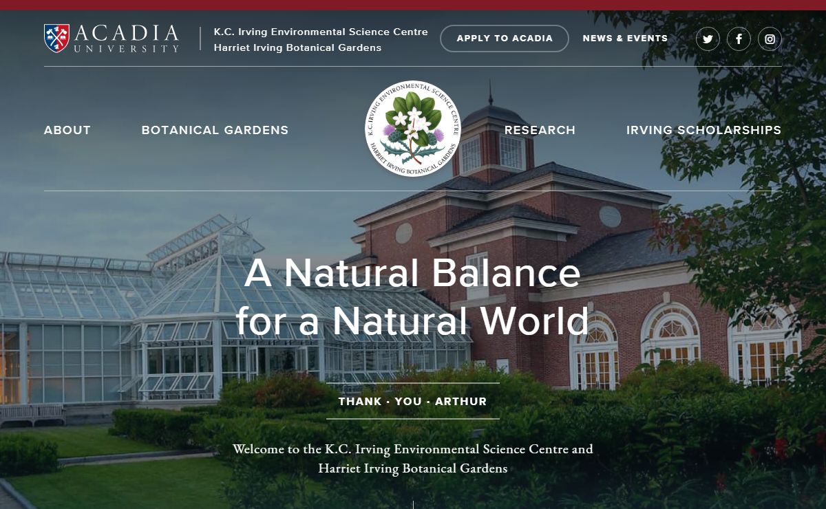 K.C. Irving Environmental Science Centre and Harriet Irving Botanical Gardens – Acadia University