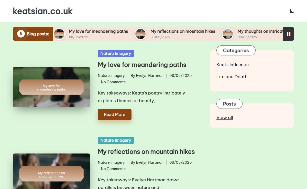 Welcome to keatsian.co.uk | Home page