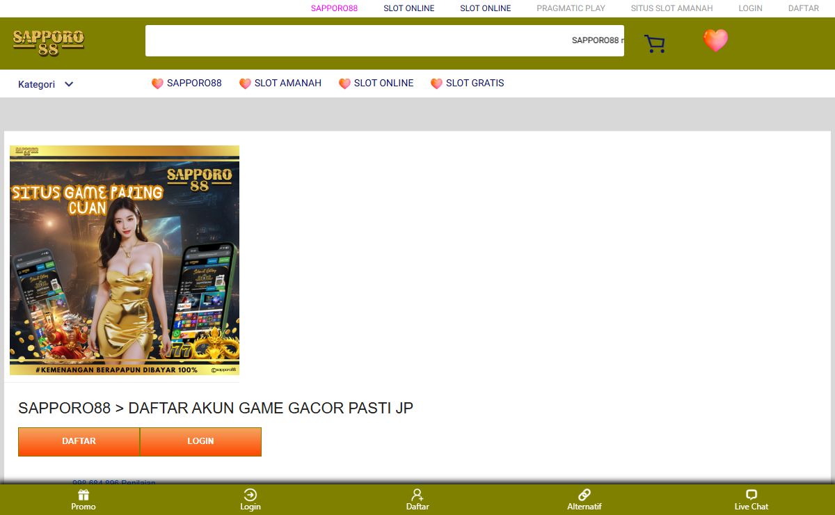 SAPPORO88 > DAFTAR AKUN GAME GACOR PASTI JP