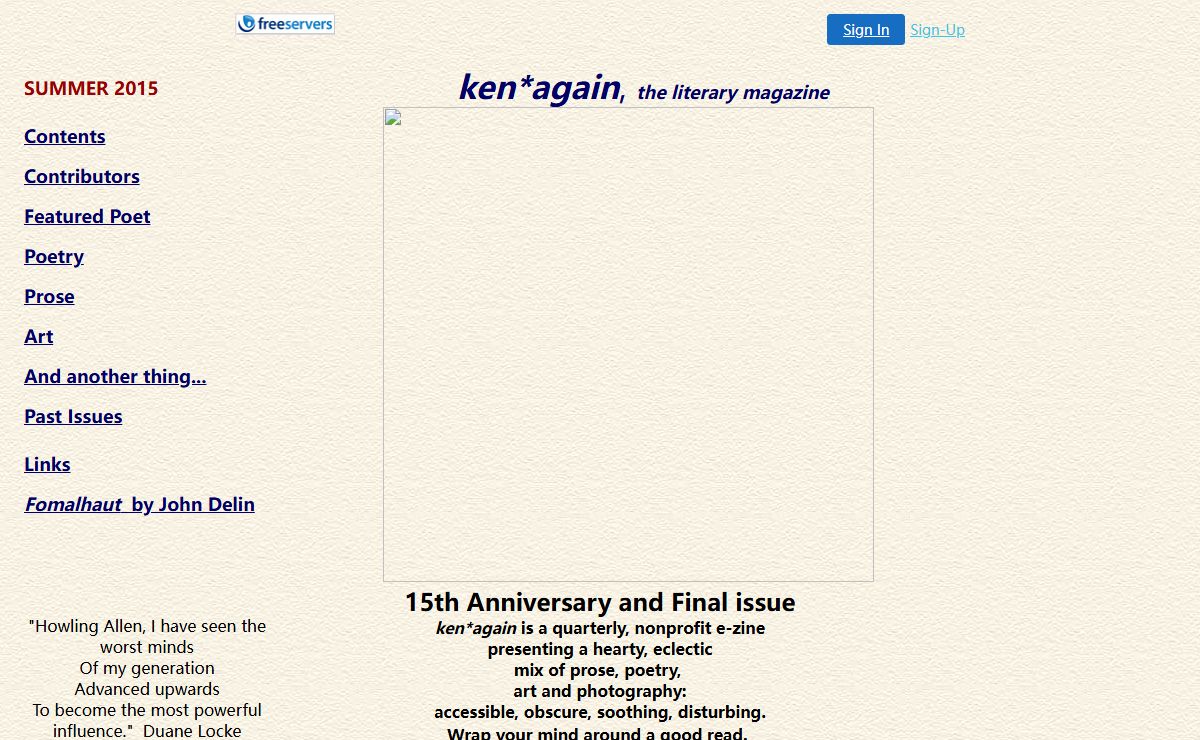 ken*again, the literary magazine. Summer 2015
