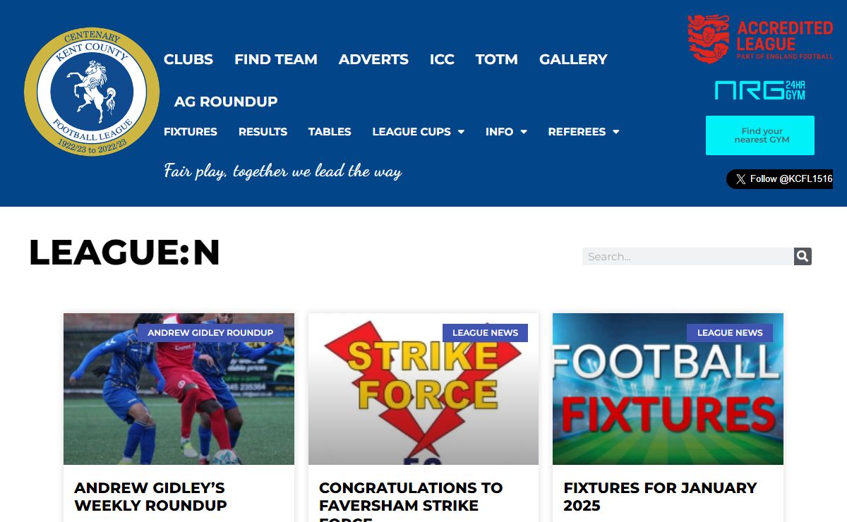 NRG 24HR Gyms Kent County Football League