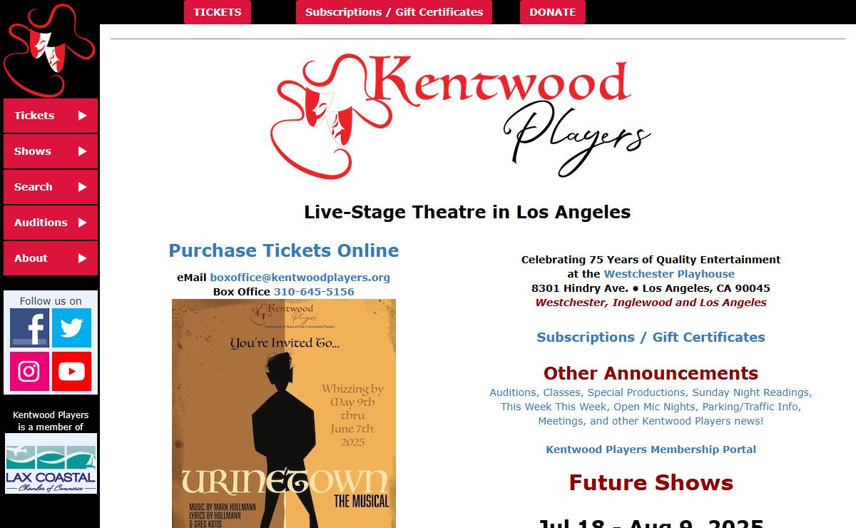 Kentwood Players, live-stage theatre in Los Angeles