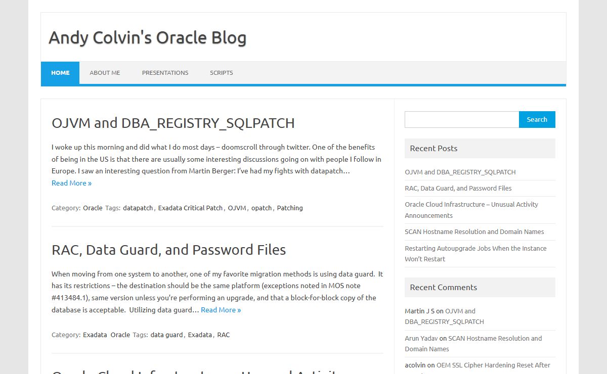 Andy Colvin's Oracle Blog