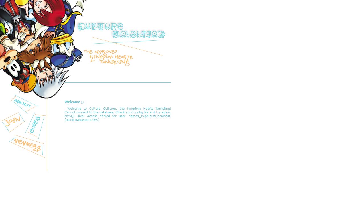   -- CULTURE COLLISION   _______________   the approved Kingdom Hearts fanlisting --  