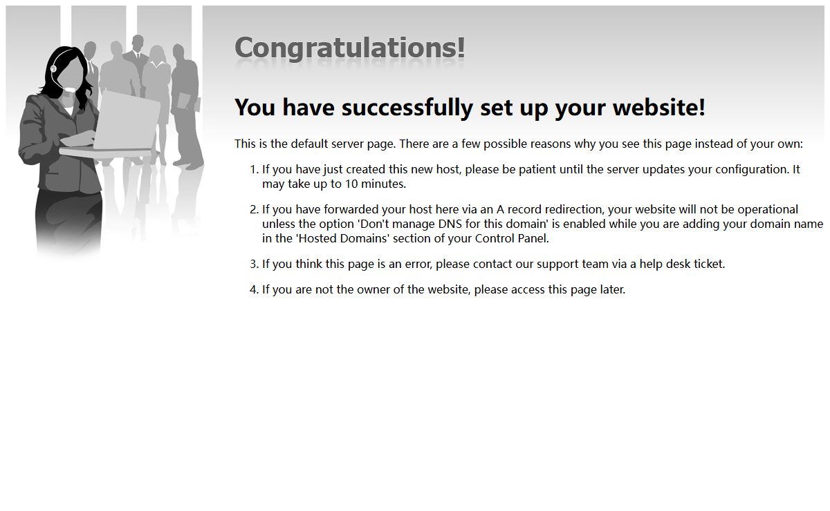 Congratulations! You have successfully set up your website!