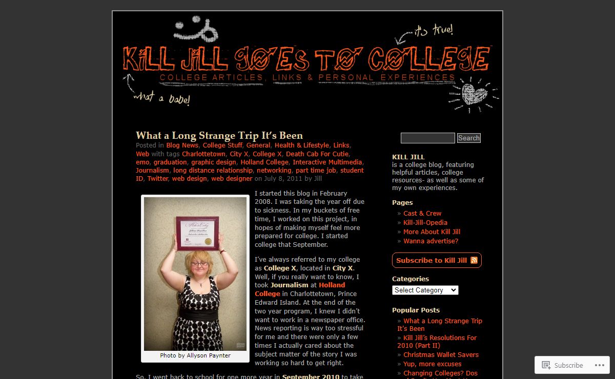 Kill Jill Goes To College | College articles, links & personal experiences.