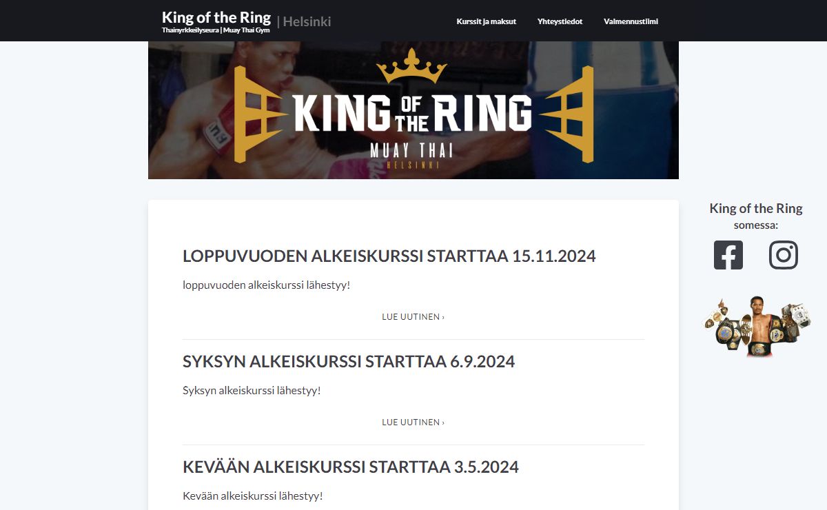 King of the Ring - Muay thai gym | Thainyrkkeilyseura | Thaiboxing gym