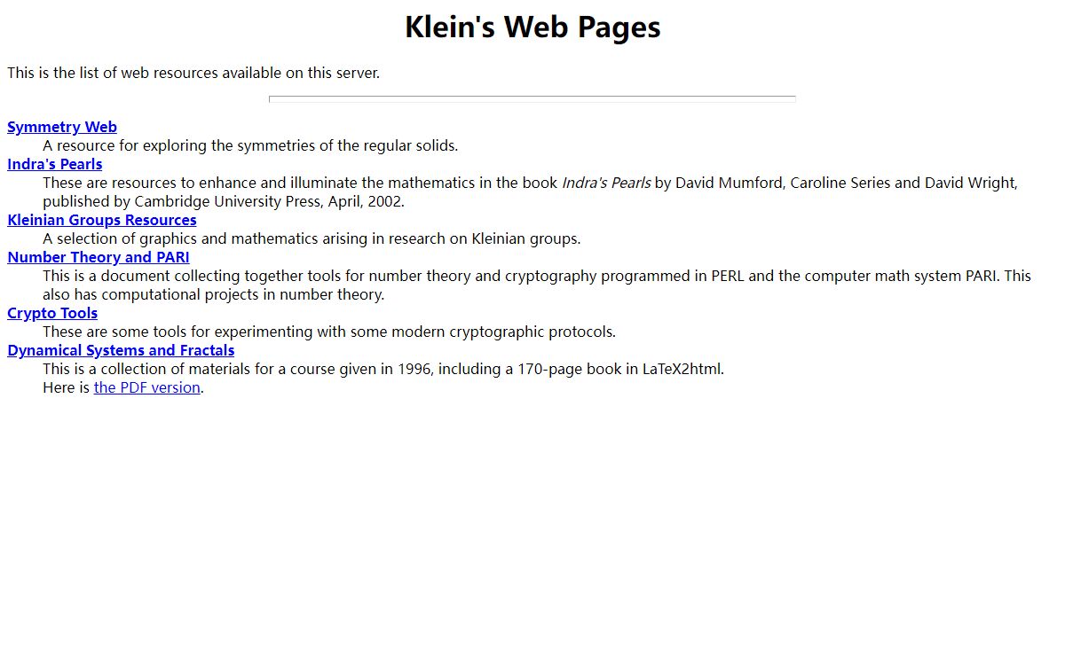 Klein's Web Pages