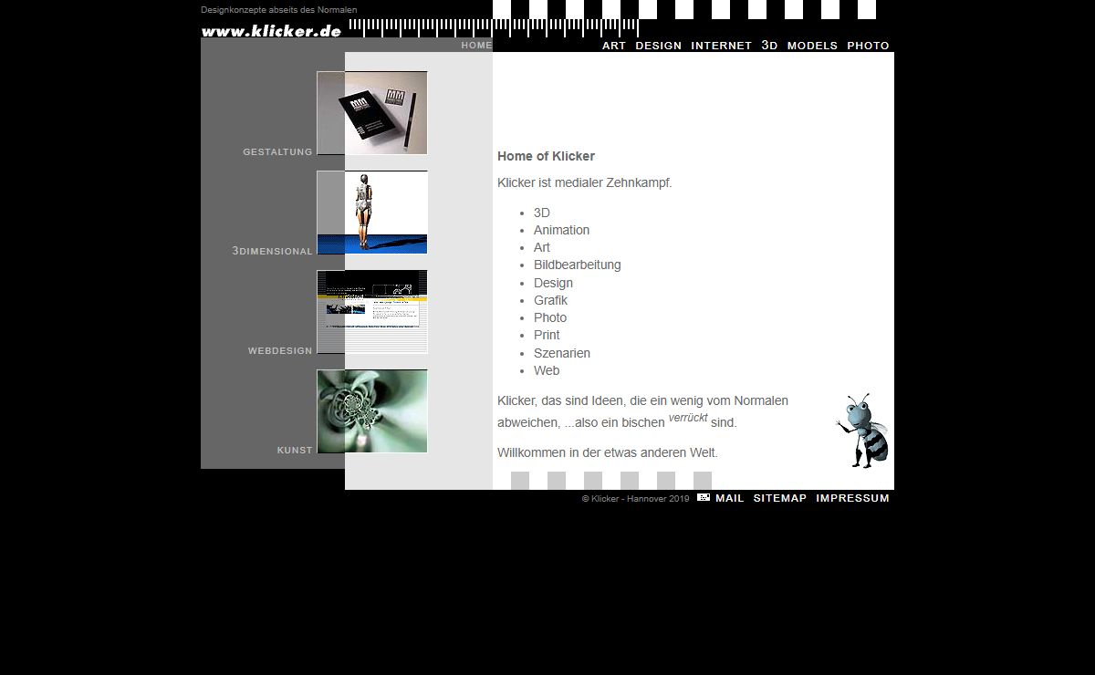 Klicker - art design print internet 3D animation film photo