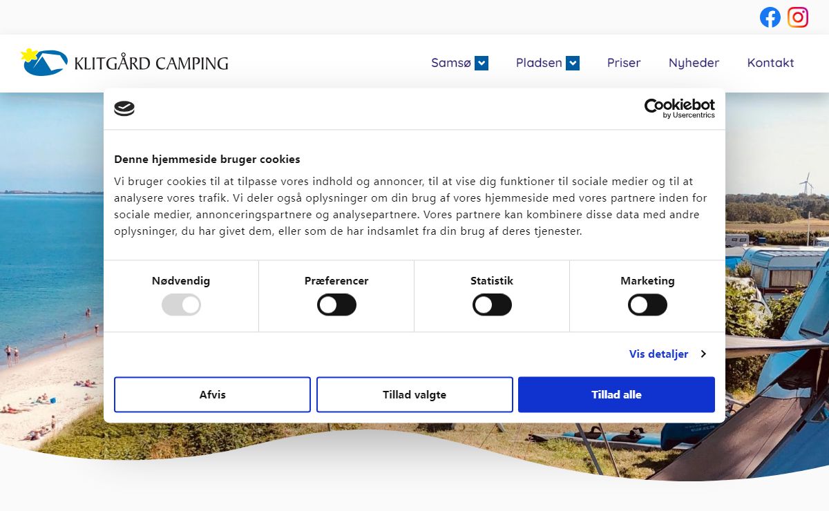 Campingplads på nordøstsiden af Samsø i Danmark | Klitgård Camping