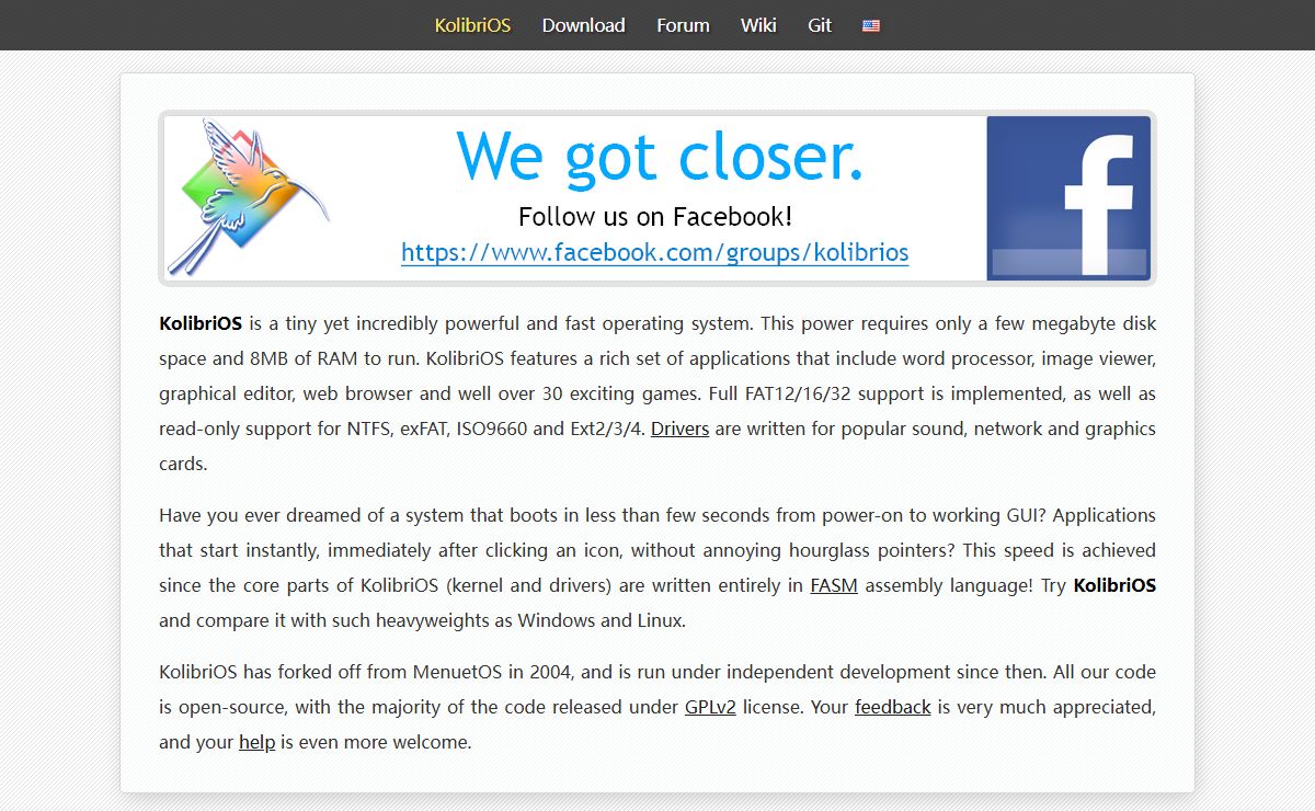 KolibriOS official site