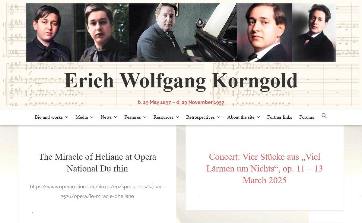 Erich Wolfgang Korngold – b. 29 May 1897 – d. 29 November 1957