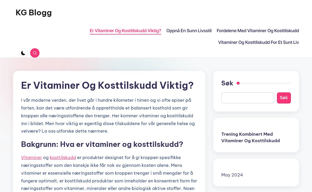 Er Vitaminer Og Kosttilskudd Viktig? - KG Blogg