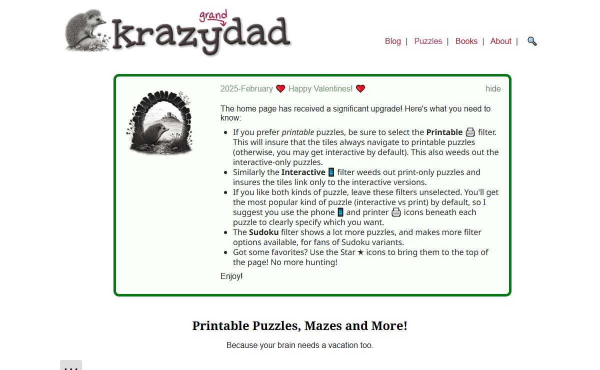 Printable Puzzles by KrazyDad