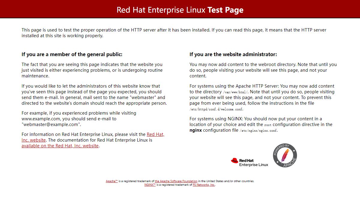 Test Page for the HTTP Server on Red Hat Enterprise Linux