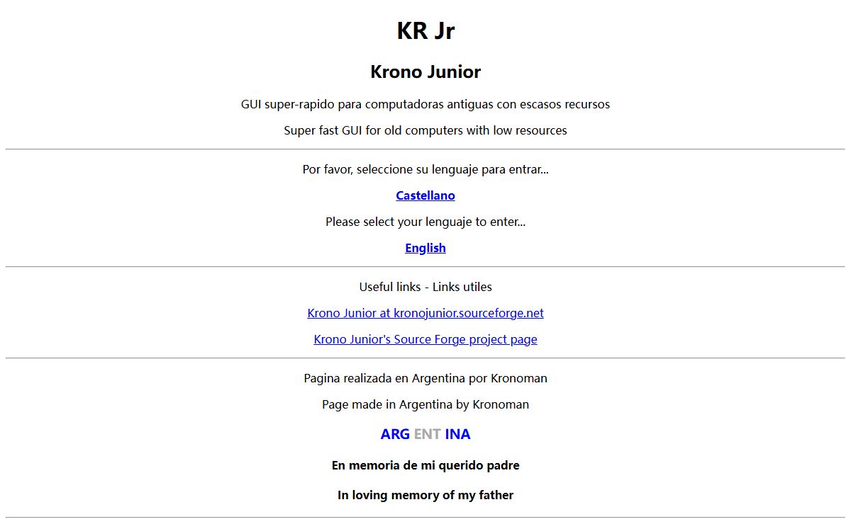 Krono Junior - KR Jr - GUI OpenSource GNU - Argentina - DOS - FreeDOS - Ms-DOS - DR-DOS - Linux - UNIX - freeware - shareware - free - gratis - gratuito