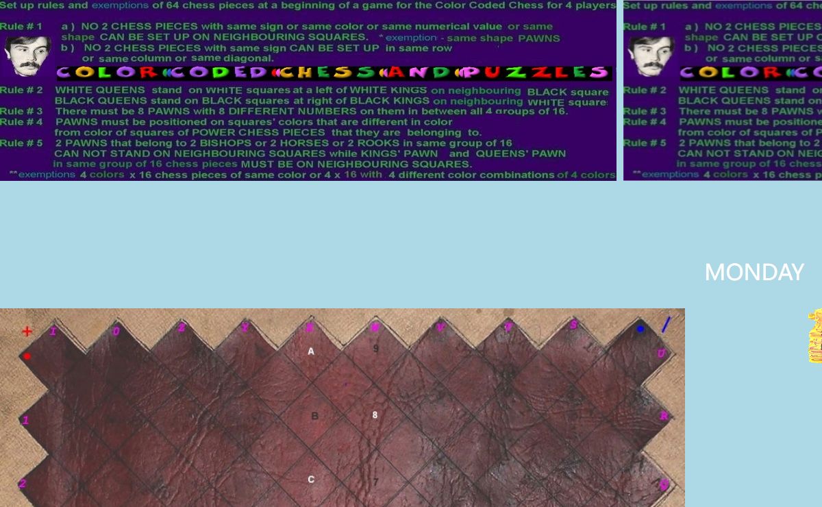MONDAY The color coded chess game editor for 4, 2, puzzles 1 - maxzilch384 center for creative thinking, meditation, entertainment and learn, game play for kids of all ages