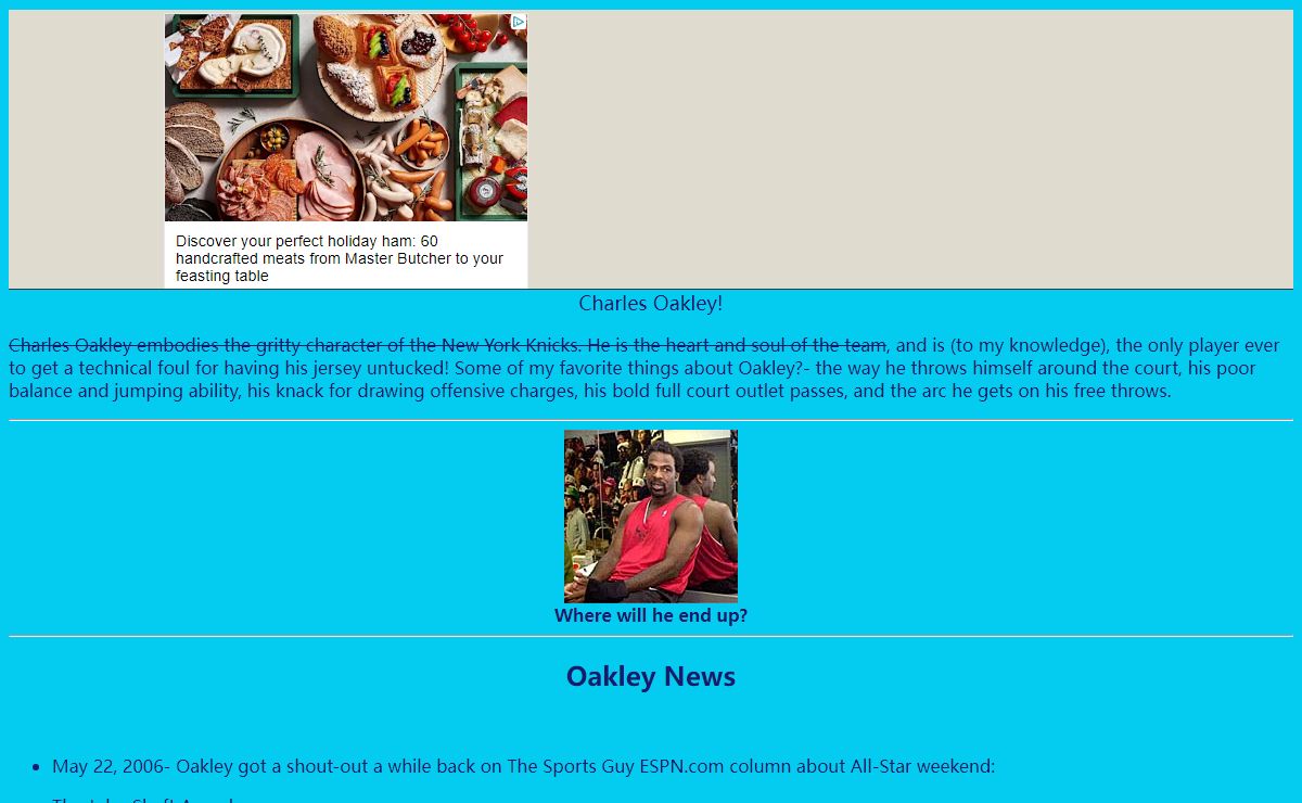 Charles Oakley Homepage