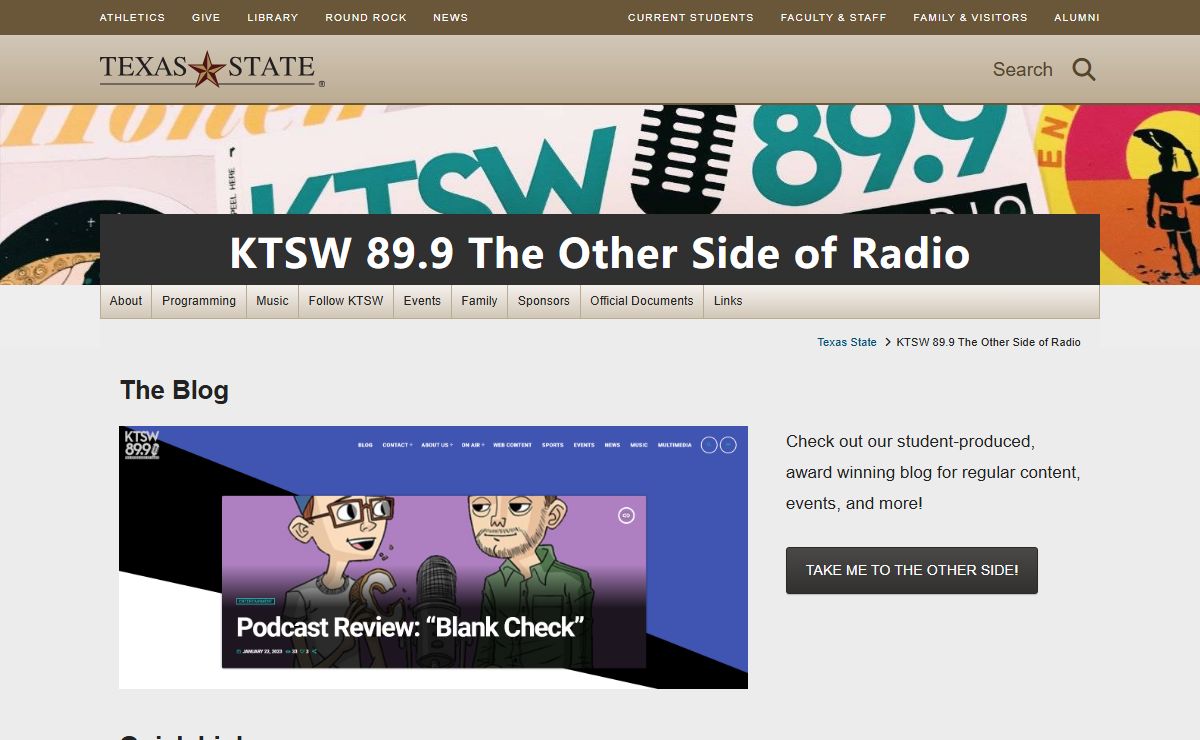 KTSW 89.9 The Other Side of Radio : Texas State University