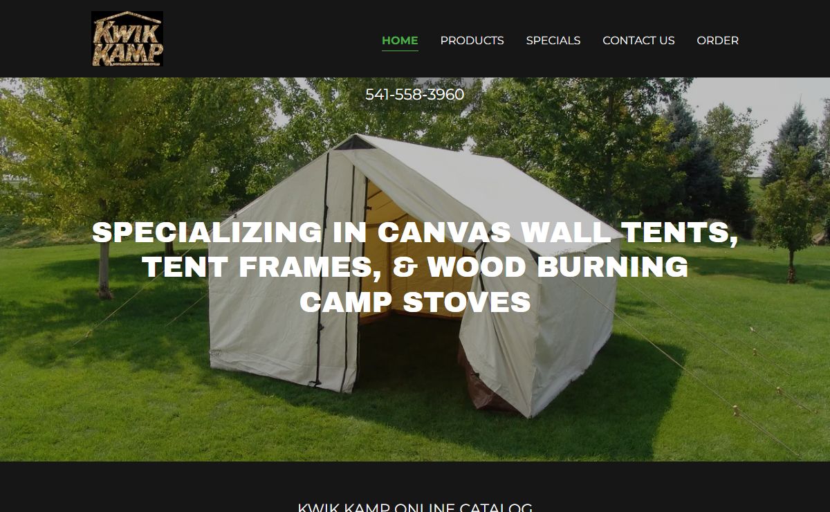 Kwik Kamp - Canvas Wall Tents & Tent Frames, Wood Burning Camp Stove