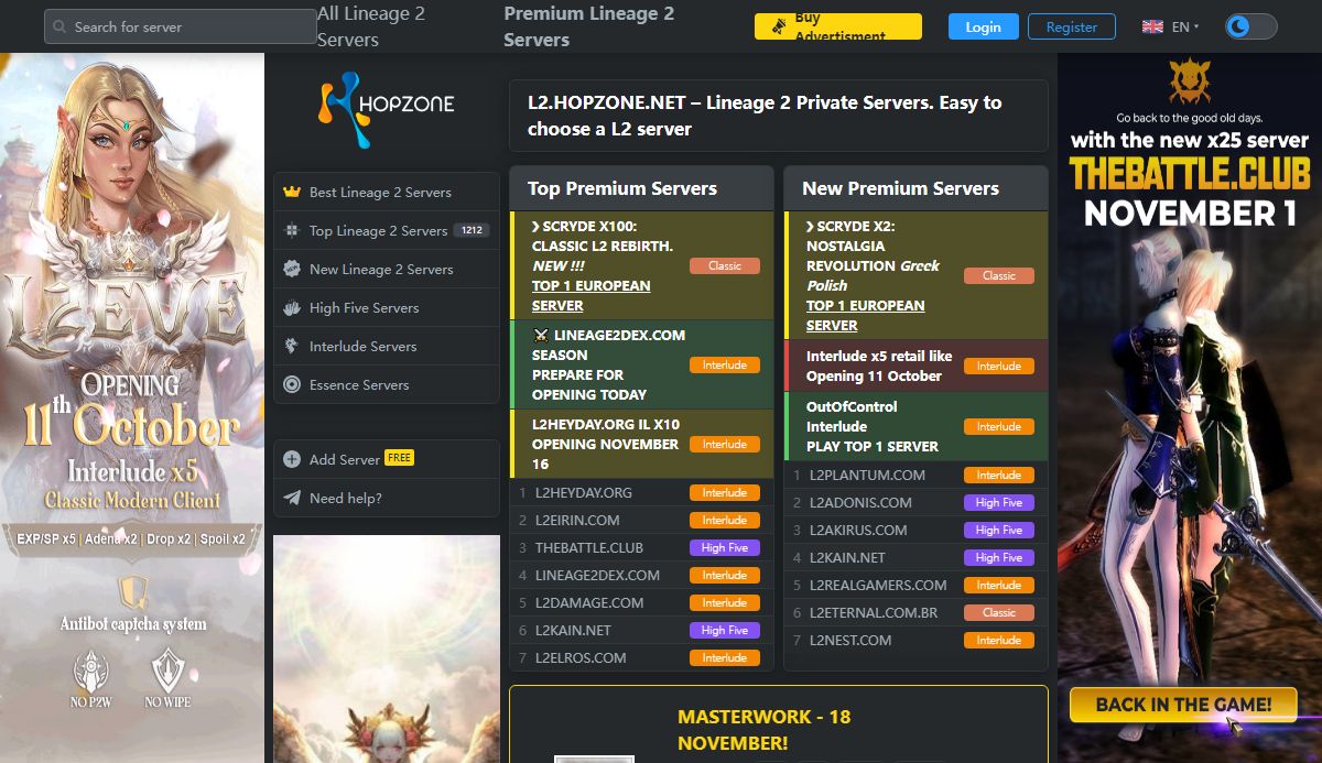 Lineage 2 Private Servers – L2.HOPZONE.NET
