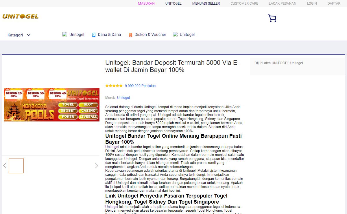 Unitogel: Bandar Deposit Termurah 5000 Via E-wallet Di Jamin Bayar 100%