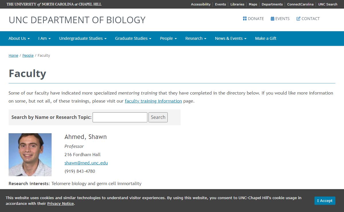 Faculty - UNC DEPARTMENT OF BIOLOGY