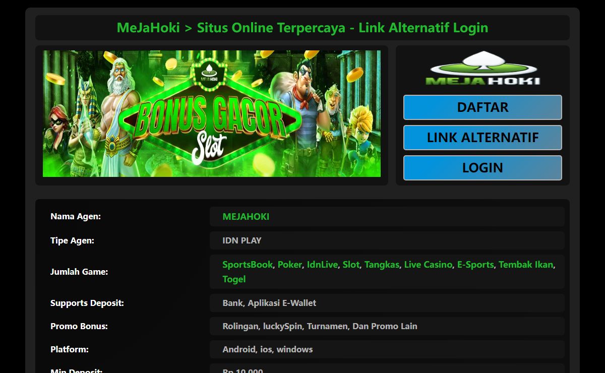 MeJaHoki > Situs Online Terpercaya - Link Alternatif Login