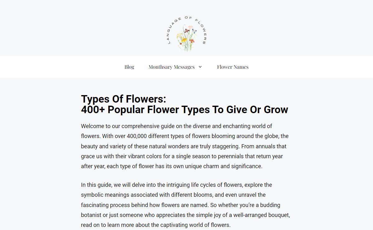 Types Of Flowers: 400+ Popular Flower Types