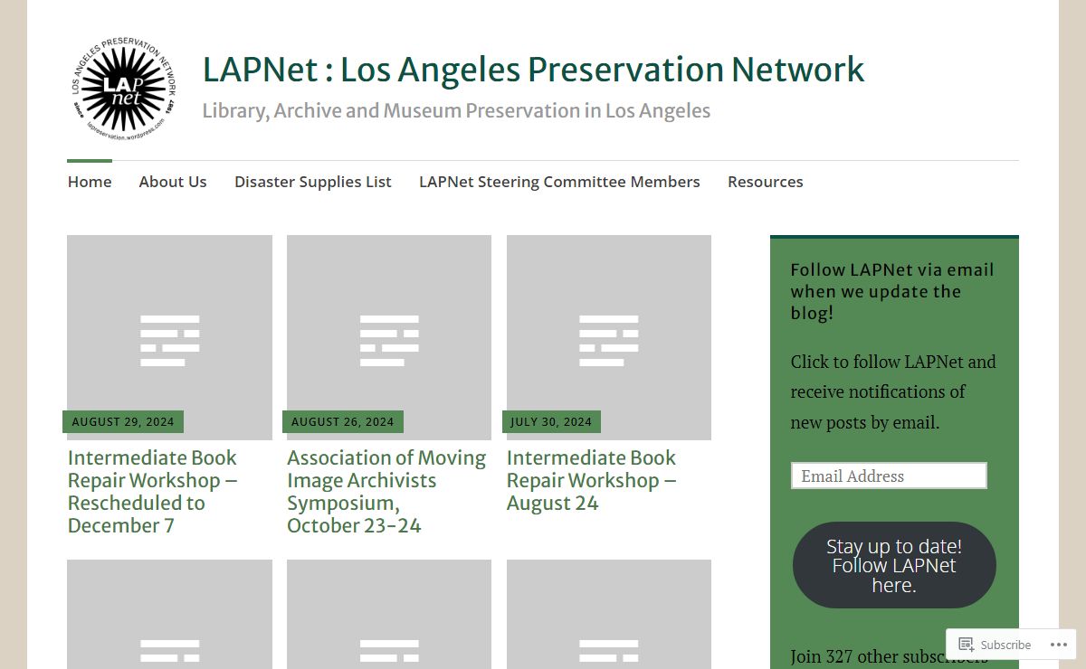 LAPNet : Los Angeles Preservation Network – Library, Archive and Museum Preservation in Los Angeles
