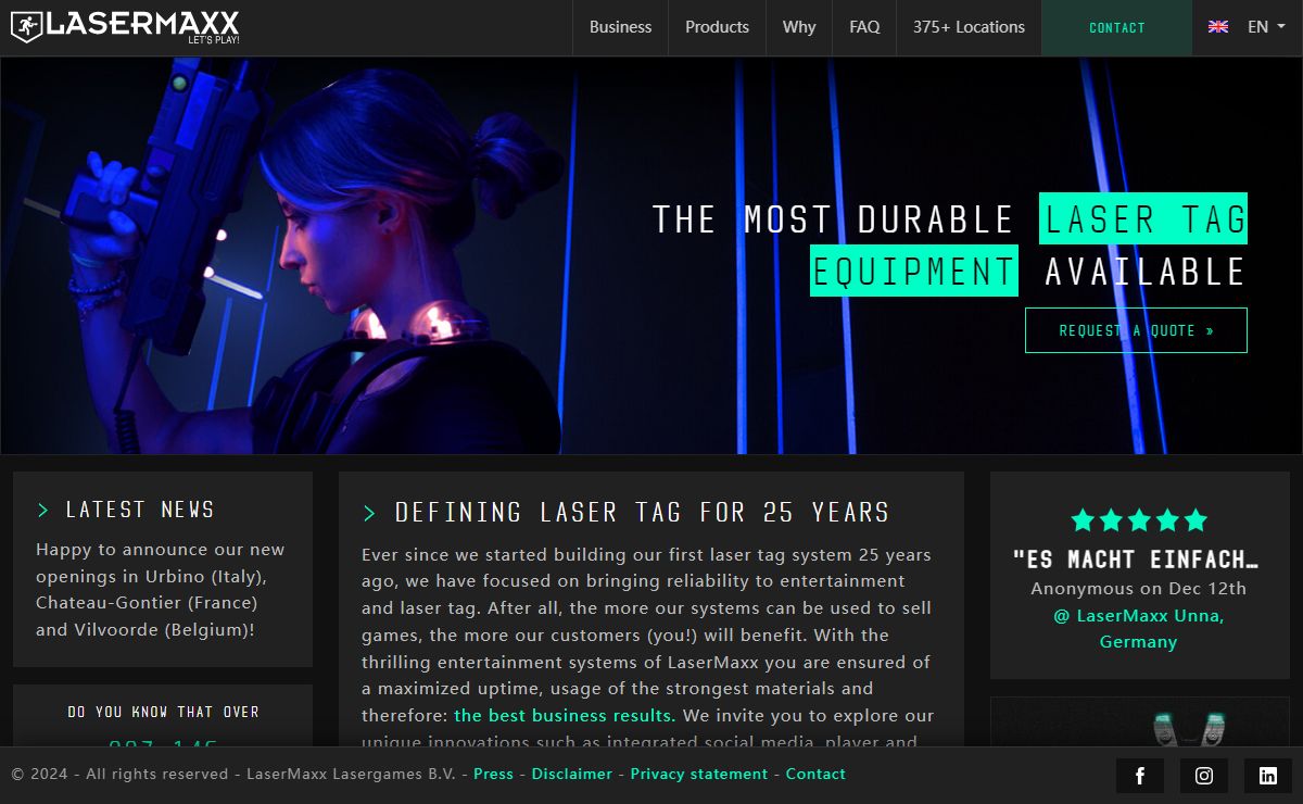 World's strongest laser tag equipment for entertainment centers | LaserMaxx