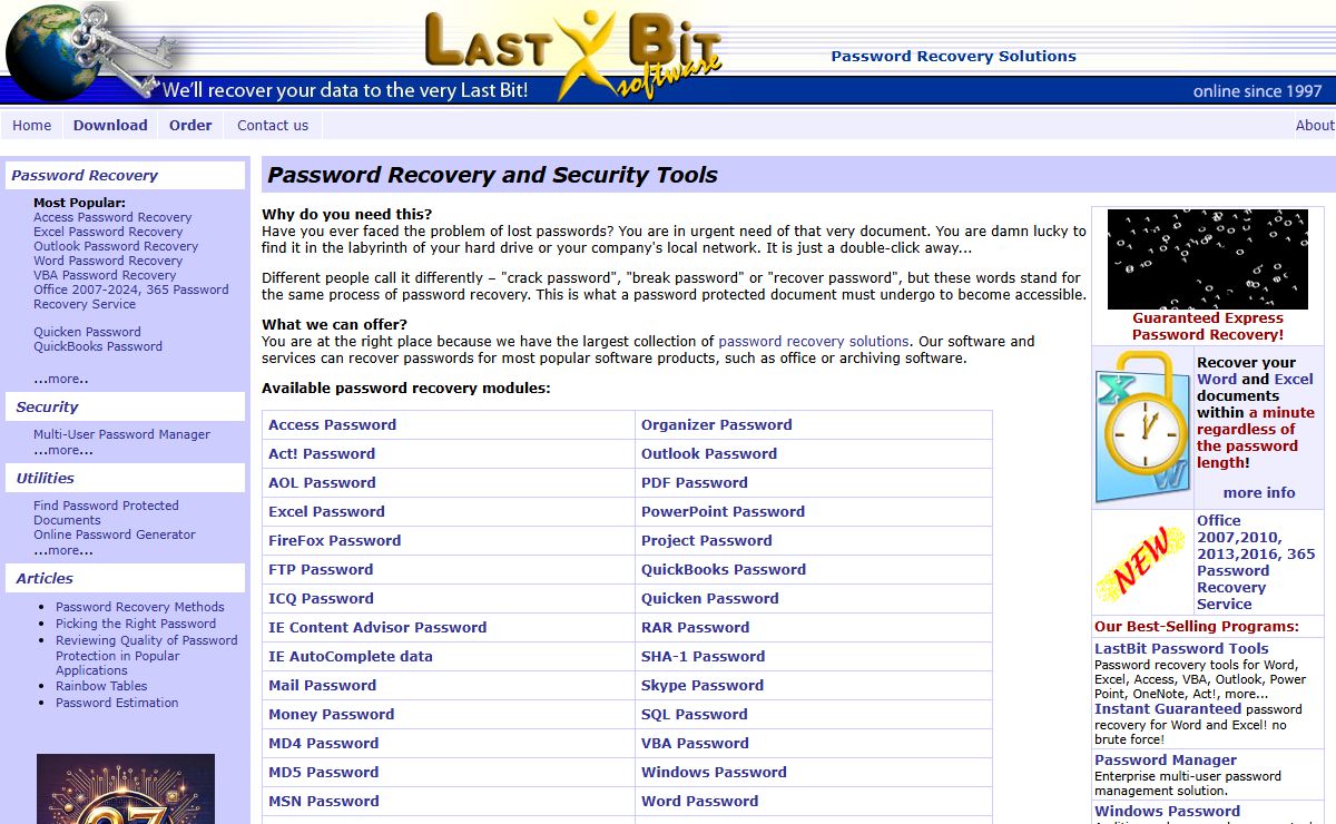 Password recovery software. Advanced office password recovery and security tools by LastBit.com