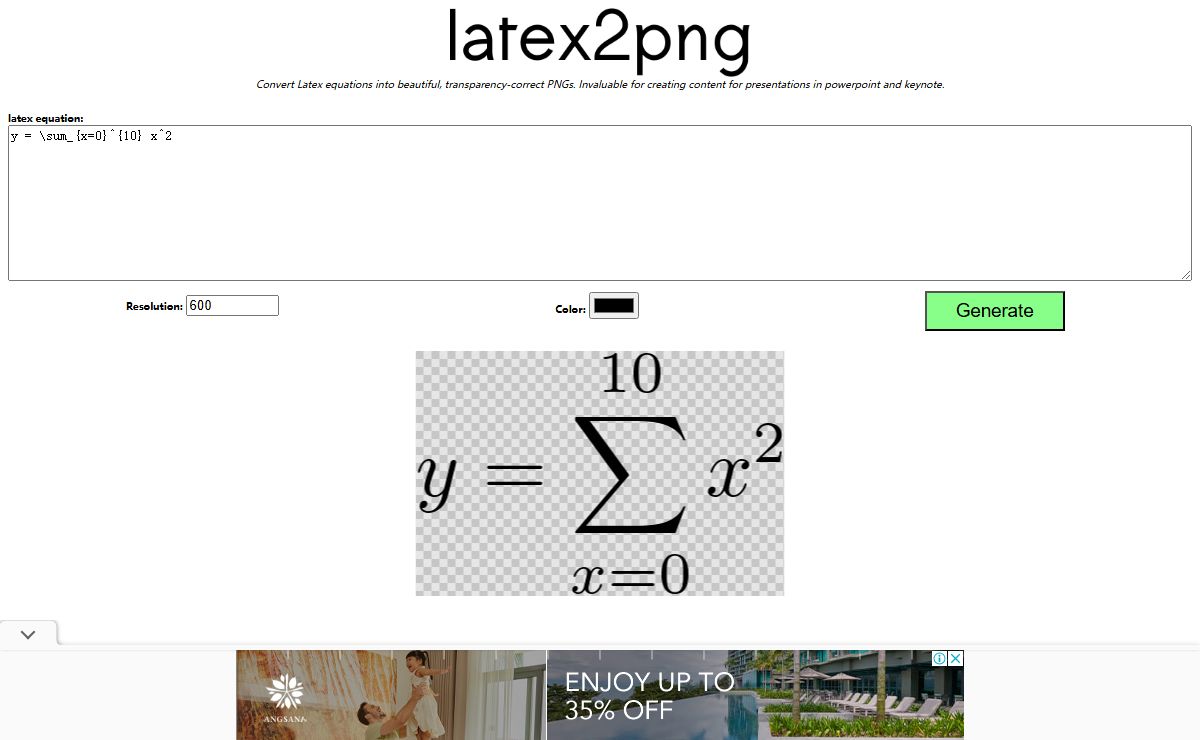 latex2png - convert latex equations to images