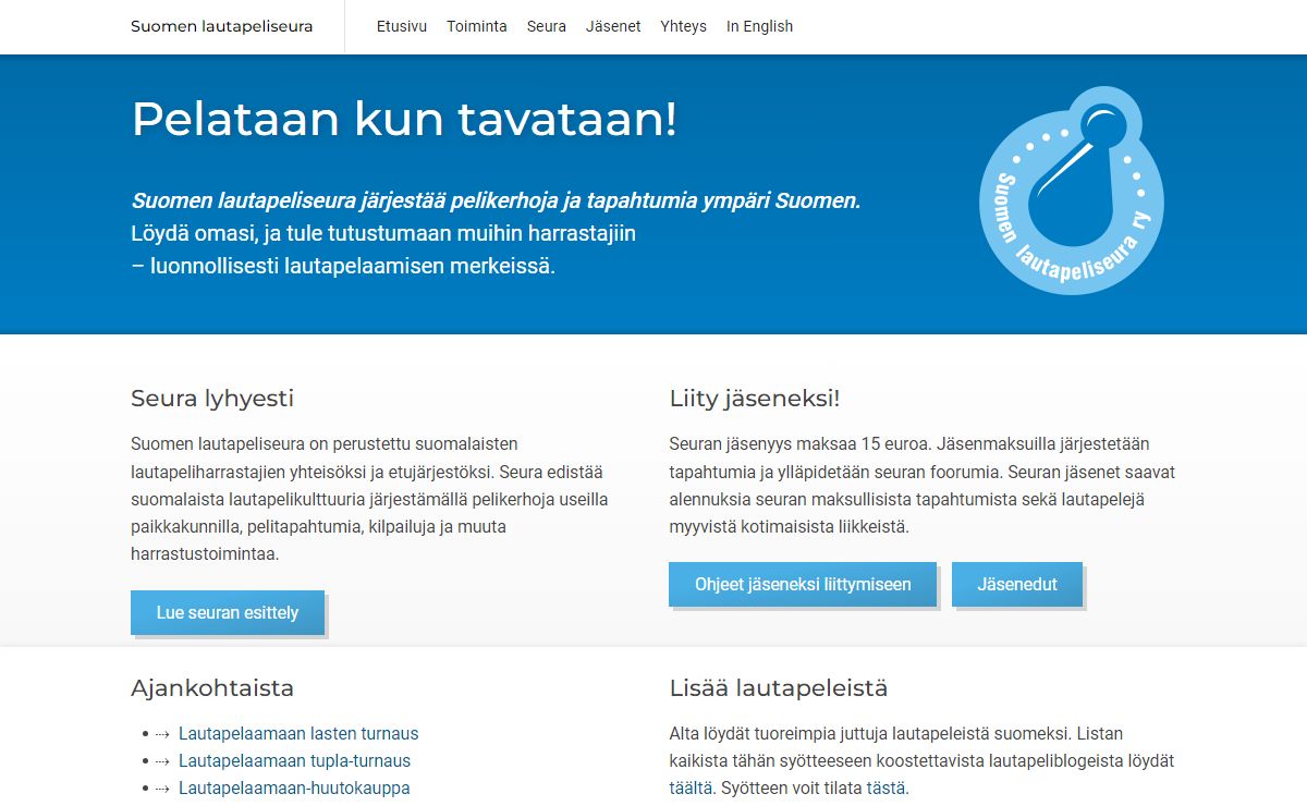 Suomen lautapeliseura « Pelataan kun tavataan!