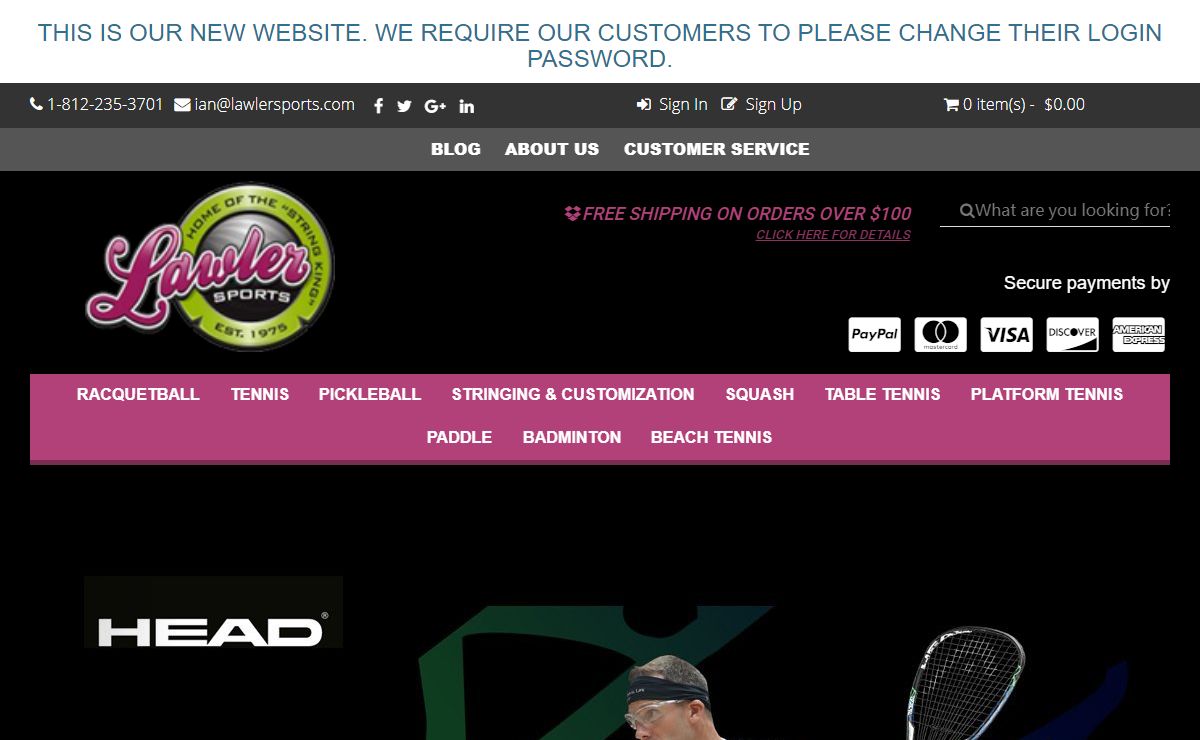 Racquet Sports Equipment & Accessories | Sporting Goods Lawler Sports