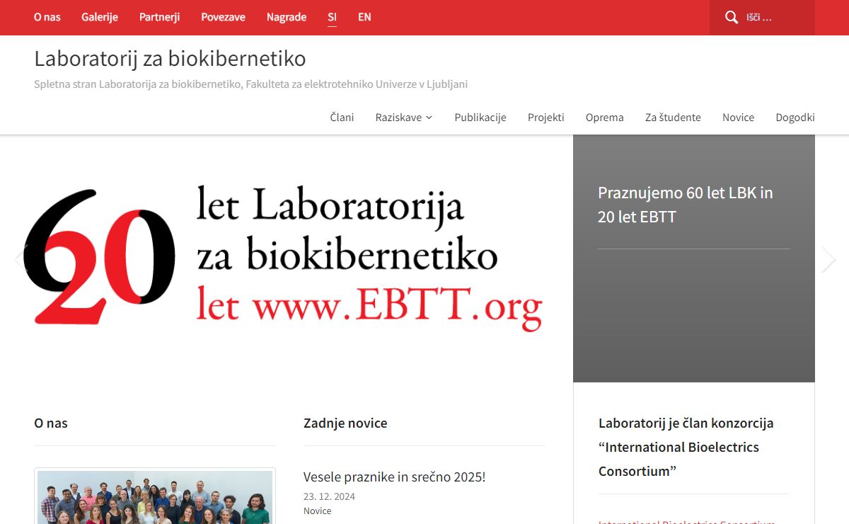 Laboratorij za biokibernetiko – Spletna stran Laboratorija za biokibernetiko, Fakulteta za elektrotehniko Univerze v Ljubljani