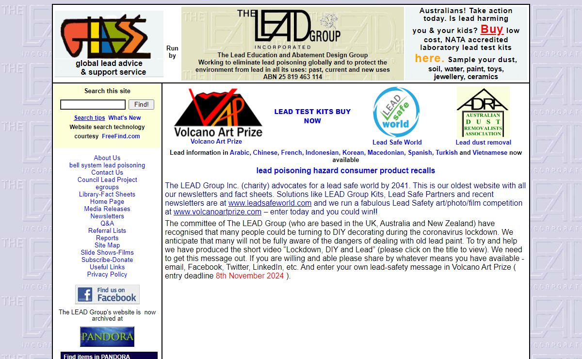 lead poisoning information from The LEAD Group Incorporated