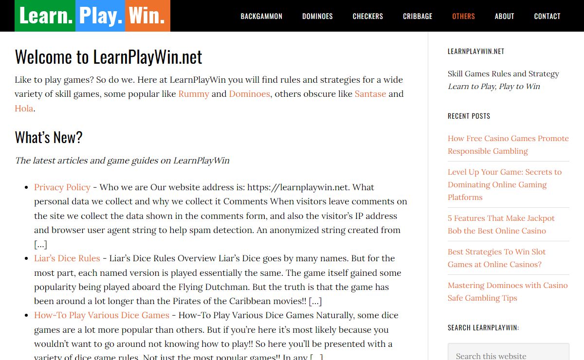 LearnPlayWin.net - Skill Games Rules and Strategy