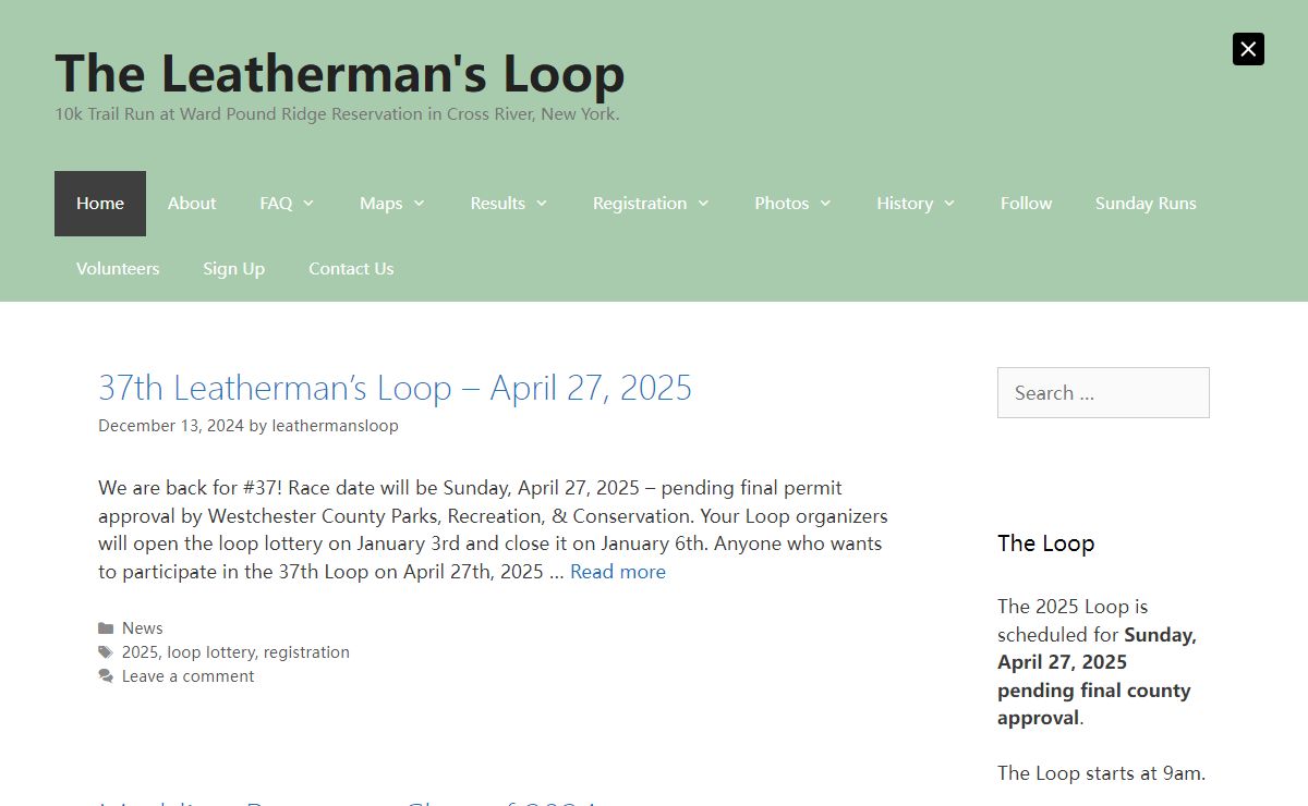 The Leatherman's Loop – 10k Trail Run at Ward Pound Ridge Reservation in Cross River, New York.