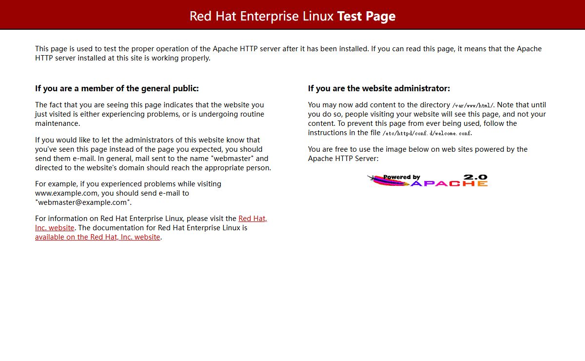 Test Page for the Apache HTTP Server on Red Hat Enterprise Linux