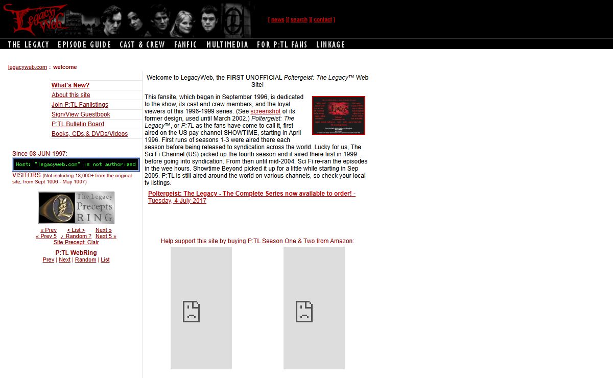 LegacyWeb - The First Unofficial Poltergeist: The Legacy Web Site