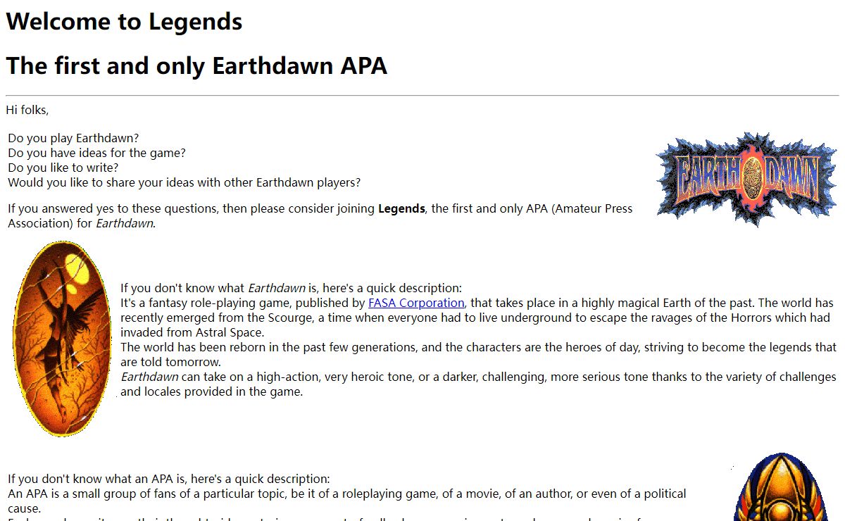 Legends: The Earthdawn APA