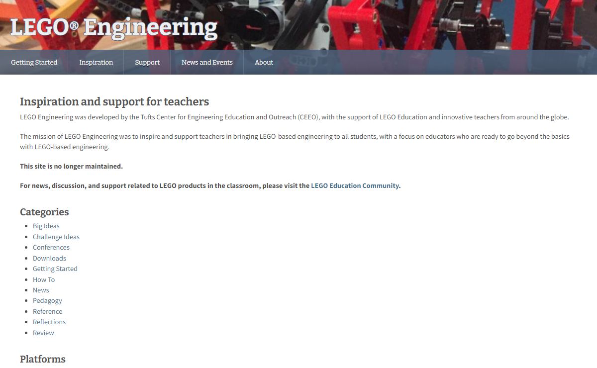 LEGO Engineering – Inspiration and support for LEGO-based engineering in the classroom
