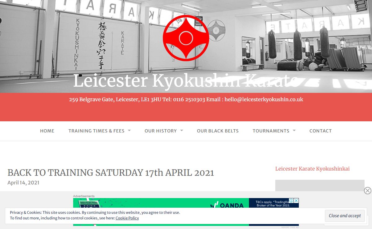 Leicester Kyokushin Karate – 259 Belgrave Gate, Leicester, LE1 3HU Tel: 0116 2510303 Email : hello@leicesterkyokushin.co.uk