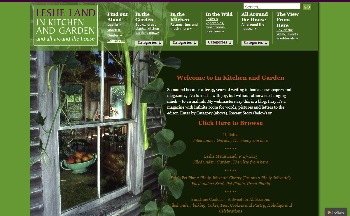 Leslie Land - in Kitchen and Garden and all around the House