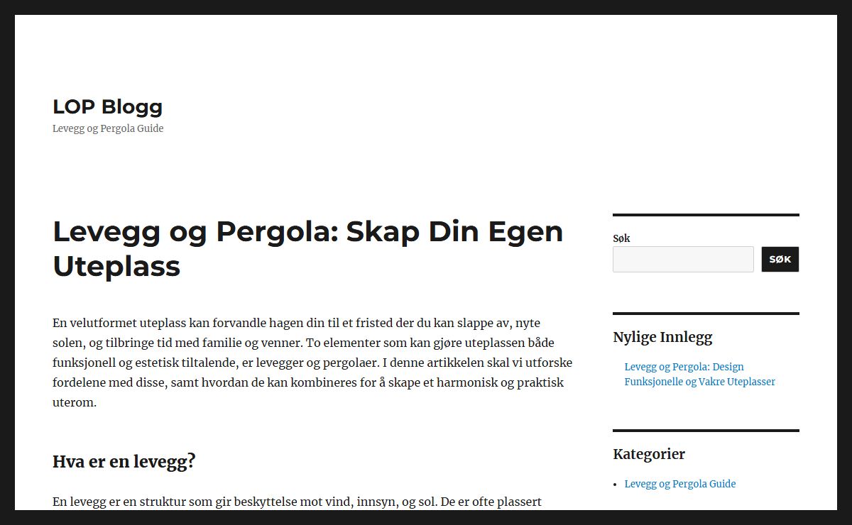 Levegg og Pergola: Skap Din Egen Uteplass - LOP Blogg